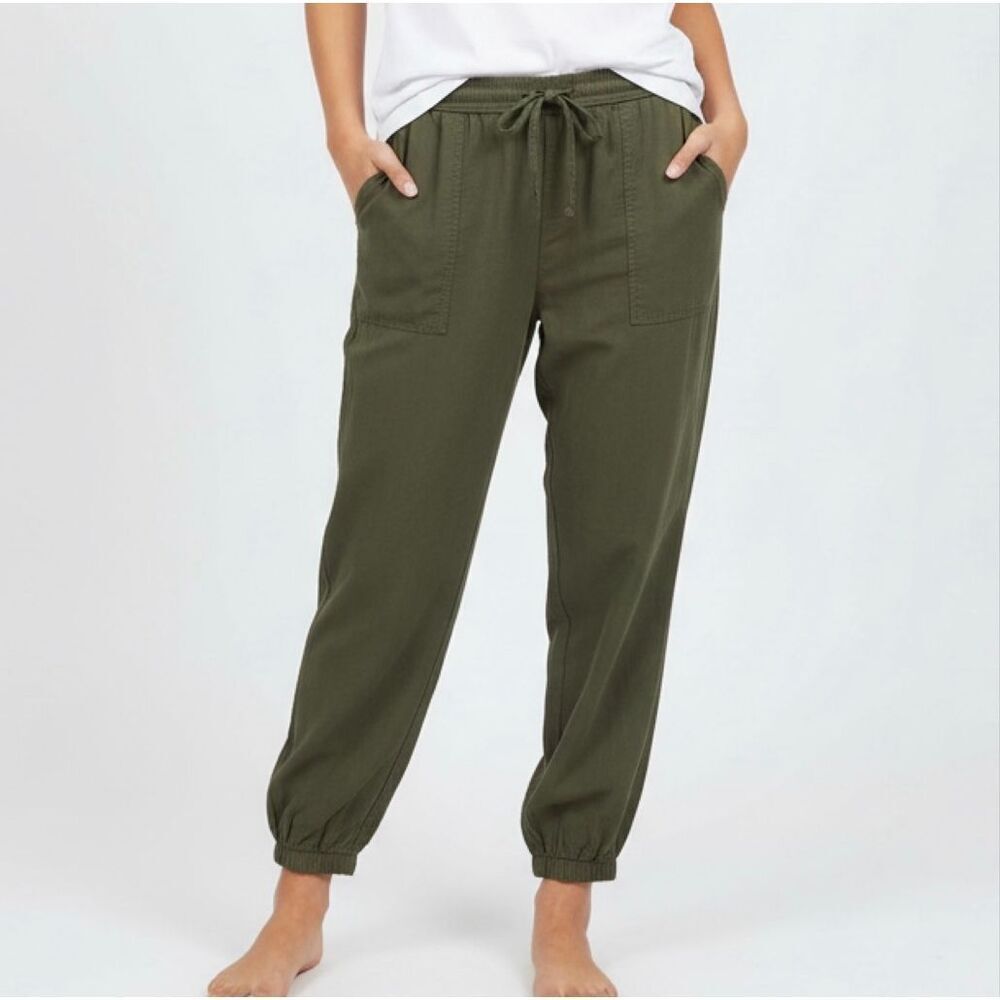 Victoria's Secret PINK L Green Jogger Pants Preppy Artsy Professional Coastal